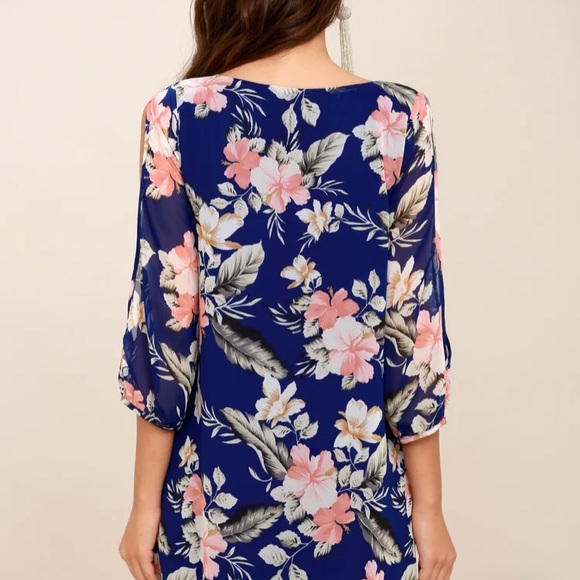 📦5/$50 Lulus Shifting Dears Floral Print Mini Dress in Royal Blue Size XS - Picture 4 of 11